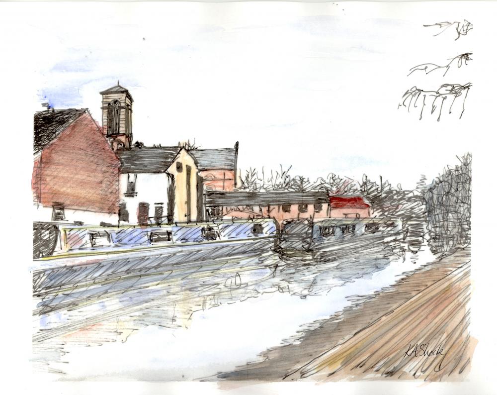 Katherine Shock - St Barnabas Church from Oxford Canal
